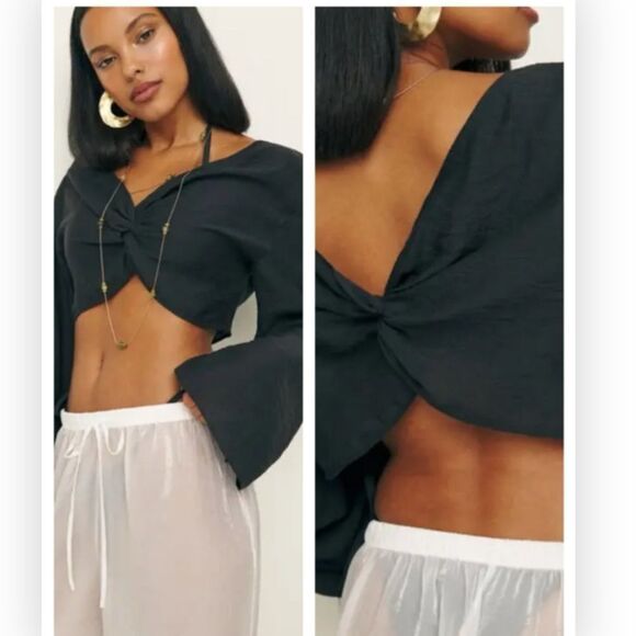 Reformation Keegan Black Crop Top XL NWT - Picture 1 of 4